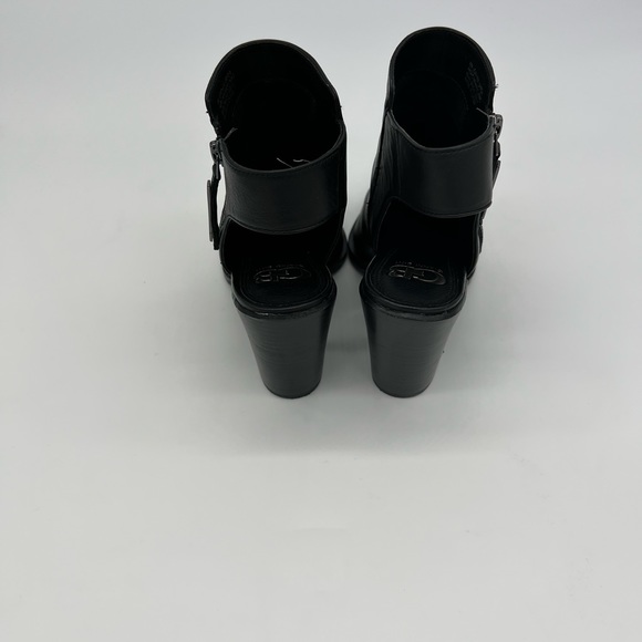 Giani Bini Black Leather Ankle Booties Heels Women’s Size 6 Cutout Zip Chic - Picture 11 of 16